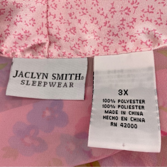 Jaclyn Smith Sheer Robe Kimono Size 3X Light Powder Pink w Blue Floral Print - Picture 9 of 10